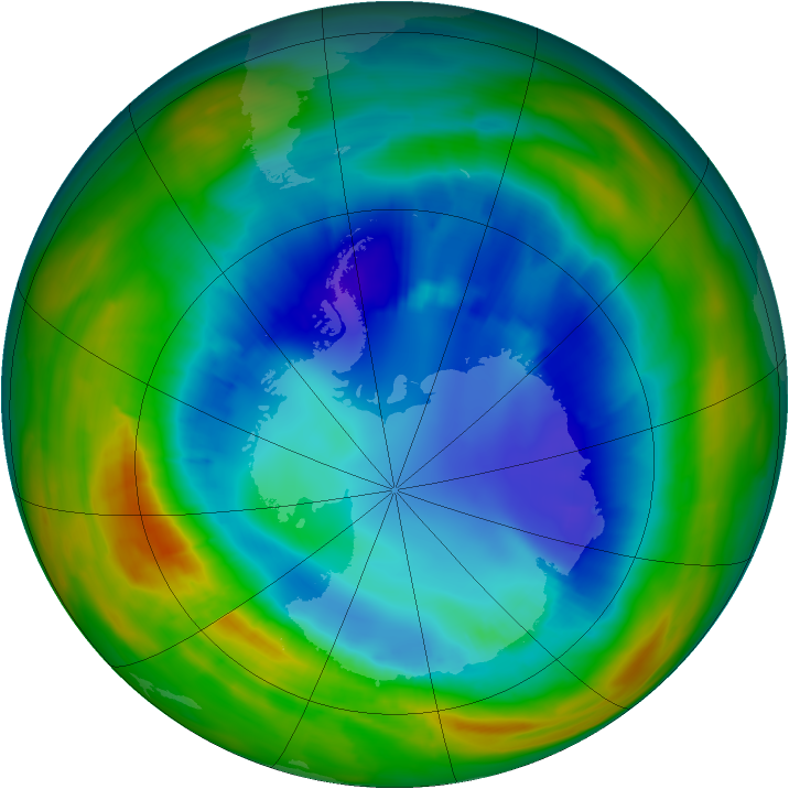 Antarctic ozone map for 23 August 2014